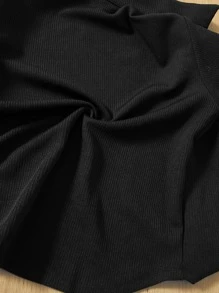 SHEIN Áo khoác trơn màu thường ngày cho bé gái, mùa thu - màu đen - Xem 3