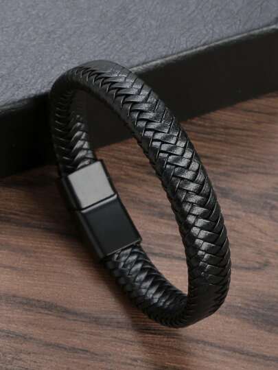 Modieuze en populaire mannen gevlochten detail armband PU voor sieraden cadeau en voor een stijlvolle look