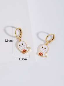 Halloween Pumpkin Decor Ghost Drop Earrings - Multicolor - View 3