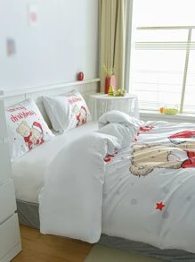 Christmas Bear Pattern Duvet Cover Set Without Filler - Multicolor - View 5