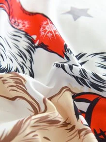 Christmas Bear Pattern Duvet Cover Set Without Filler - Multicolor - View 6