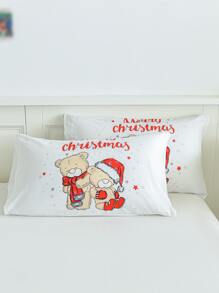 Christmas Bear Pattern Duvet Cover Set Without Filler - Multicolor - View 7