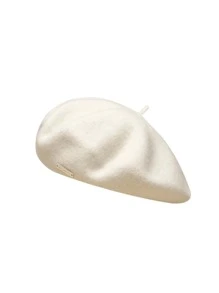 LEAJOURNO. 1 chiếc mũ beret len nữ, kiểu dáng cổ điển, thời trang và thanh lịch, mũ beret đen unisex. - trắng - Xem 2