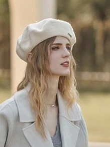 LEAJOURNO. 1 chiếc mũ beret len nữ, kiểu dáng cổ điển, thời trang và thanh lịch, mũ beret đen unisex. - trắng - Xem 5