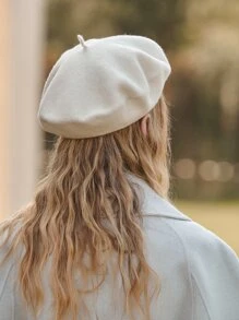 LEAJOURNO. 1 chiếc mũ beret len nữ, kiểu dáng cổ điển, thời trang và thanh lịch, mũ beret đen unisex. - trắng - Xem 7