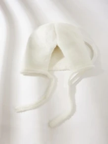 1 Miếng Của phụ nữ Mới Màu thuần Sang trọng Bịt tai Mũ Với Trái tai Cho mùa đông , Mặc hàng ngày Giải trí - trắng - Xem 4