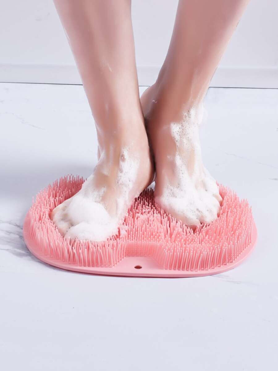 1pc Exfoliating Shower Massage Scraper,Bathroom Non-slip Bath Mat,Back Massage Brush,Silicone Foot Wash Body Cleaning Bathing Tool - Pink - View 1