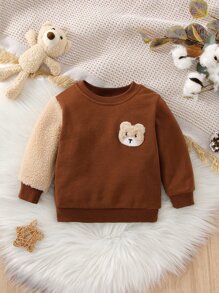 Baby Bear Patched Sweatshirt - Coffee Brown - View 1