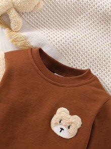 Baby Bear Patched Sweatshirt - Coffee Brown - View 6