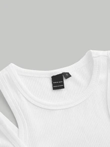 SHEIN MOD Top tank tejido de canalé cruzado - Blanco - Ver 5