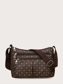 Bolso bandolera con bolsillo delantero - Café integral - Ver 1