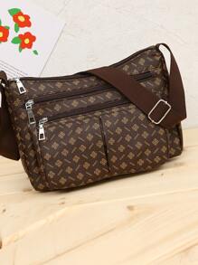 Bolso bandolera con bolsillo delantero - Café integral - Ver 2