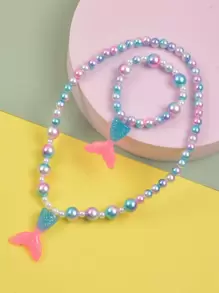 女孩串珠項鏈和手鐲 - 彩色 - 查看 1