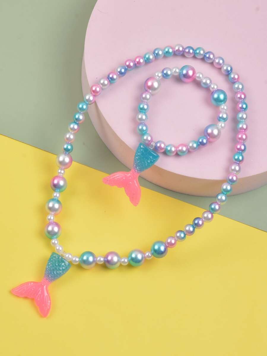 女孩串珠項鏈和手鐲 - 彩色 - 查看 1