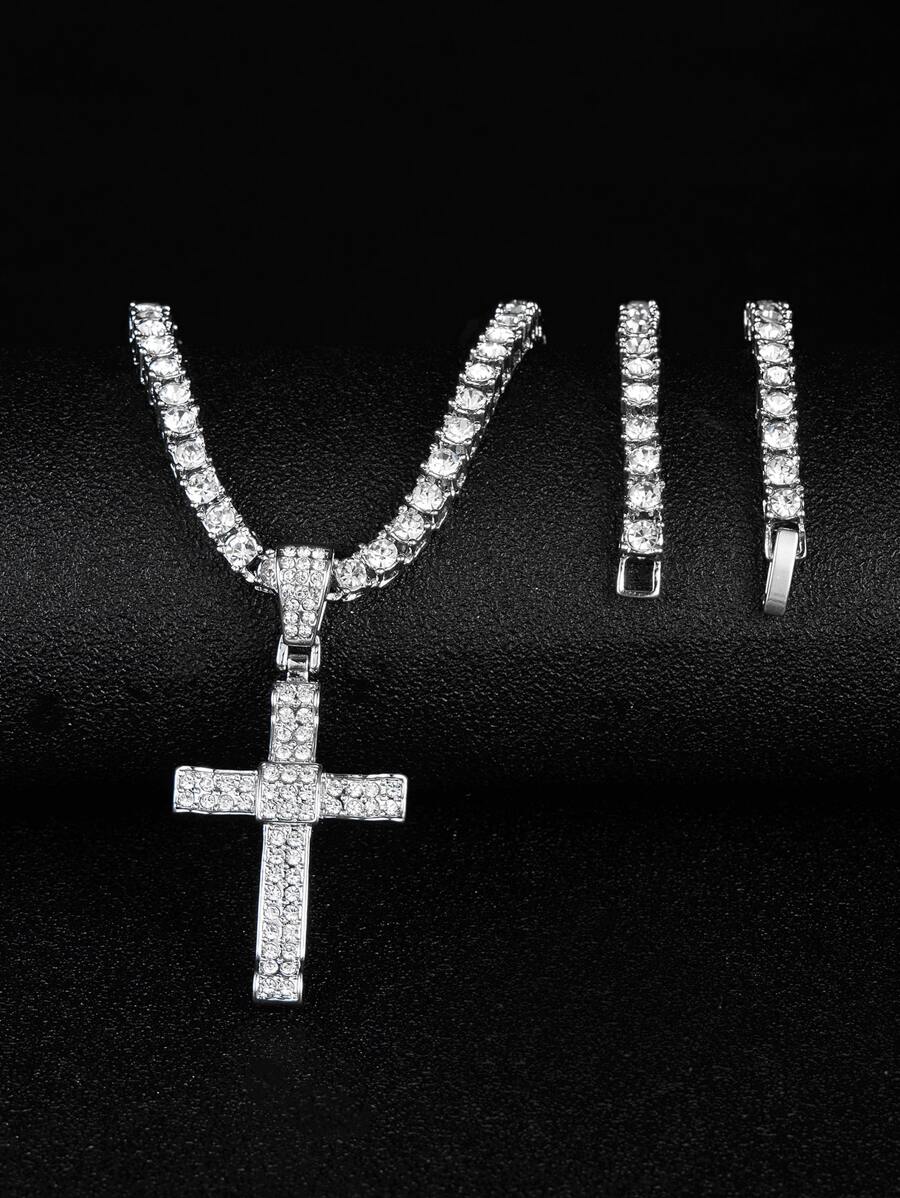 Đối với phụ nữ Nam Hợp thời Punk Hip Hop Phong cách Rock Buổi tiệc Rhinestone đầy đủ Tuyệt đẹp Mặt dây chuyền chữ thập Dây chuyền Hợp kim Chất liệu Cho bữa tiệc