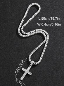 Đối với phụ nữ Nam Hợp thời Punk Hip Hop Phong cách Rock Buổi tiệc Rhinestone đầy đủ Tuyệt đẹp Mặt dây chuyền chữ thập Dây chuyền Hợp kim Chất liệu Cho bữa tiệc - Bạc - Xem 5