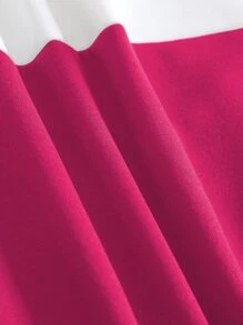 Suéter de cuello redondo de dos tonos con hombros caídos, blusas de manga larga para graduación, maestros, regreso a la escuela en otoño - Multicolor - Ver 5