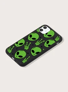 1入組卡通外星人圖案繪畫手機殼 - 彩色 - 查看 3