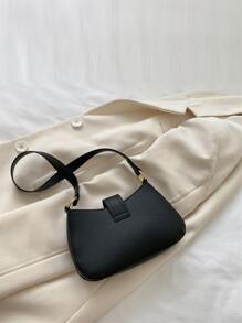 鱷魚印花極簡金屬裝飾鱷紋肩背包,適用於商務/通勤/工作/辦公室 - 黑色 - 查看 4