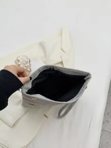 純色極簡風格方形包,適合商務/上下班/工作/辦公室使用 - 灰色 - 查看 6