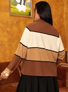 We Bare Bears X SHEIN Áo len Plus Size Hoạt hình Lá thư Giải trí - Nhiều màu - Xem 2