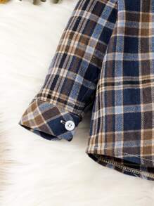 Baby Boy Casual Plaid Shirt And Dinosaur Printed Pants Set, Long Sleeve, For Christmas - Multicolor - View 4