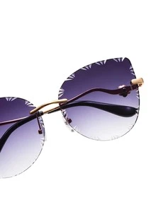 Gafas de sol ojo de gato sin montura de lentes de ombré - Degradado - Ver 3