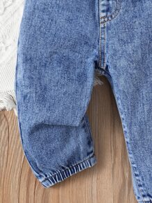 Baby Paperbag Waist Bow Front Jeans - Medium Wash - View 6