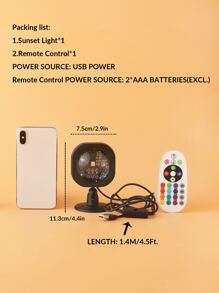 1pc 16 Color Usb Power Led Sunset Projection Light With Remote ,4 Modes Rgb Sunrise Sunset Lamp, Led Night Light Projector For Photography/Selfie Party DECOR,Home Decor,Living Room Decor, Bedroom Decor Light,Camping Decor,Wedding Decor, Gifts For Women,Girls,Friends,Family - Multicolor - View 5