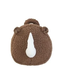 Metoo/Tiramitu Niños Mochila con dibujos animados rinoceronte de peluche novedad - Marrón Chocolate - Ver 5