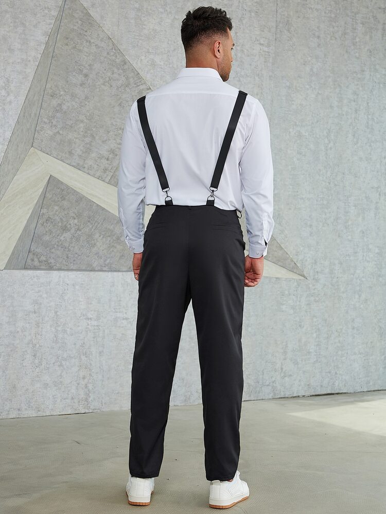 Manfinity Hombres Pantalones de tiras con bolsillo oblicuo - Negro - Añade 2