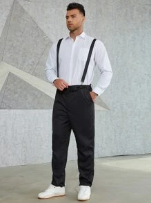 Manfinity Men Slant Pocket Suspender Trousers - Black - View 4