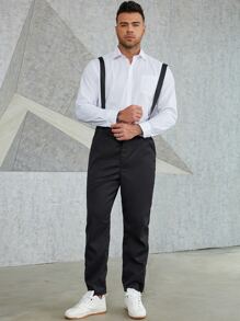 Manfinity Men Slant Pocket Suspender Trousers - Black - View 7