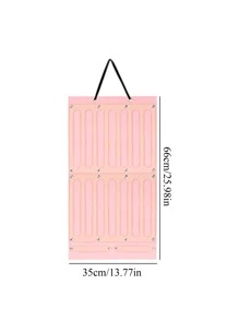 1pc Studded Decor Hanging Jewelry Storage Bag, Pink Wall Hanging Jewelry Organizer For Home - Pink - View 3