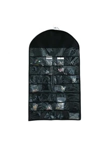 1pc Multi-grid Hanging Jewelry Bag - Black - View 1