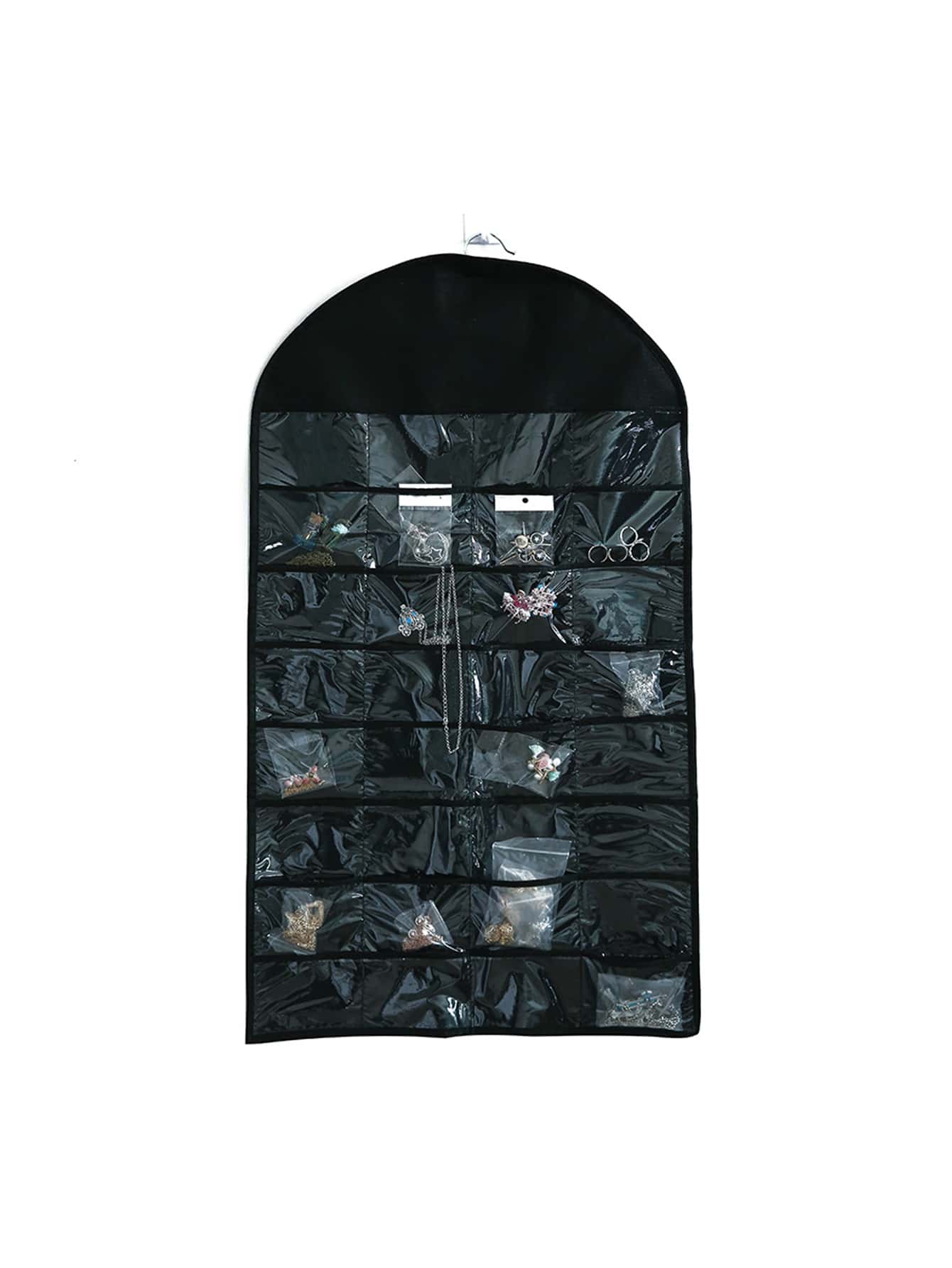 1pc Multi-grid Hanging Jewelry Bag - Black - View 1