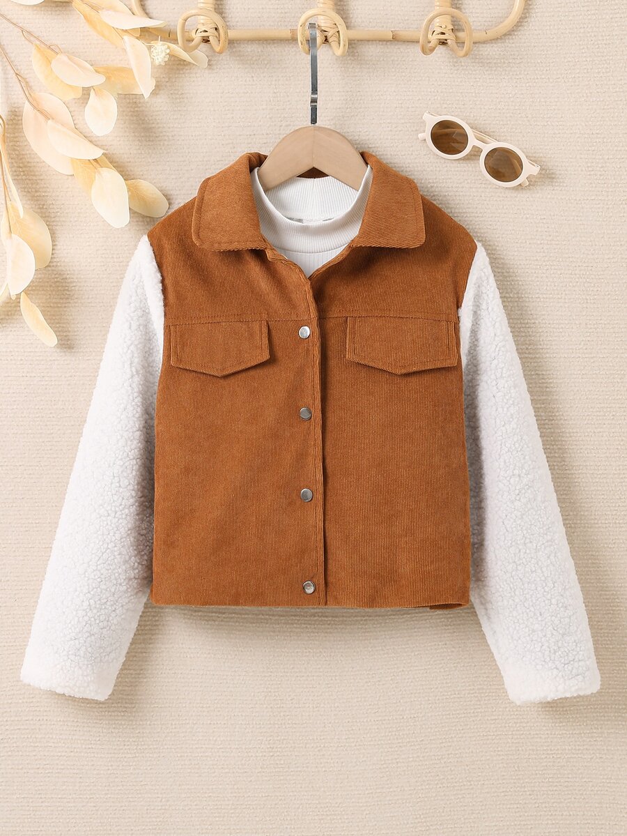 Girls Drop Shoulder Flap Detail Jacket - Multicolor - View 1