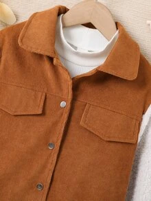 Girls Drop Shoulder Flap Detail Jacket - Multicolor - View 5