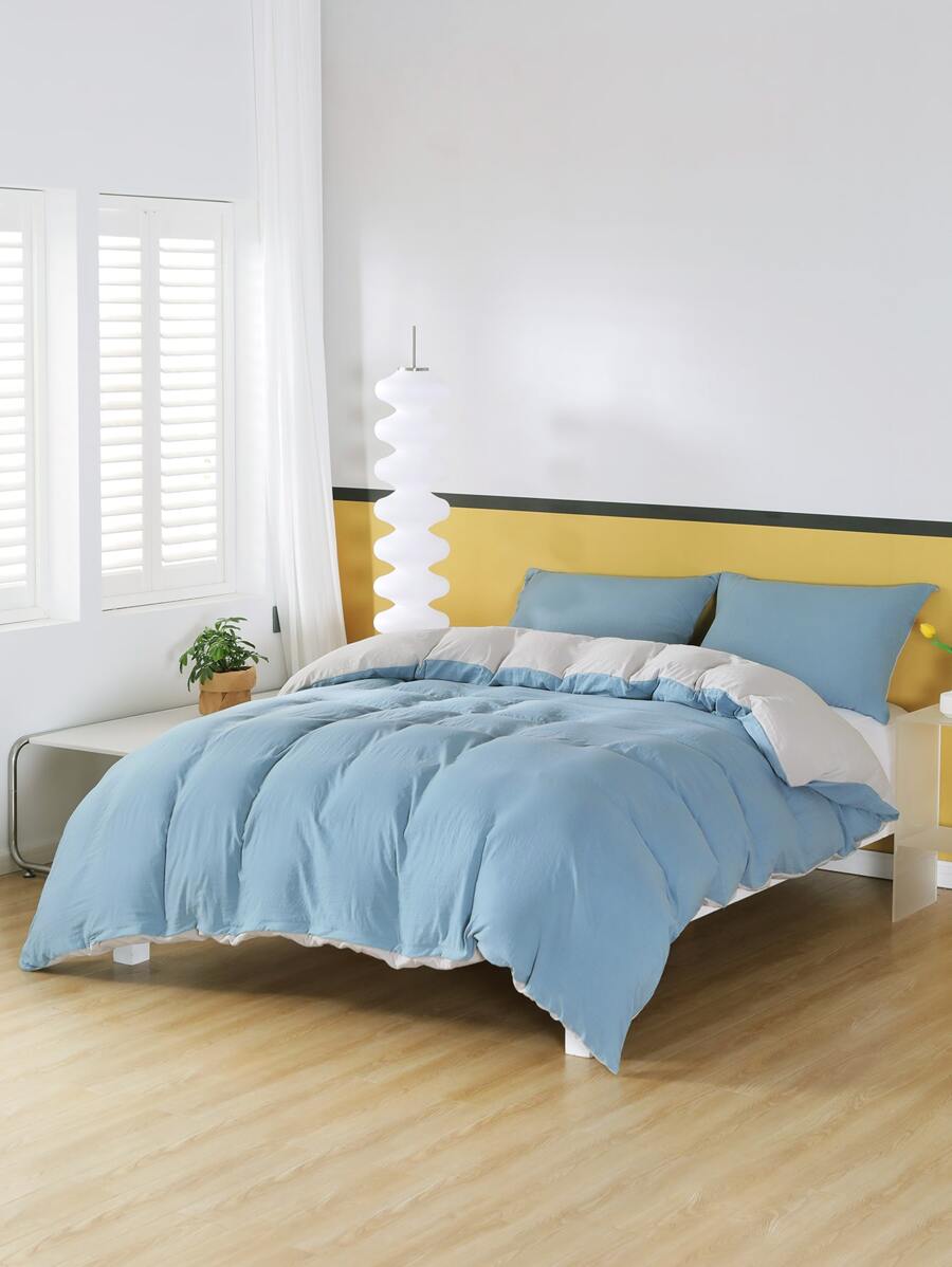 Plain Duvet Cover Set Without Filler - Blue - View 1