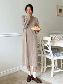 DAZY Solid Drop Shoulder Tee Dress - Apricot - View 6