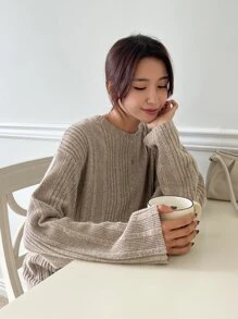 DAZY Solid Drop Shoulder Tee Dress - Apricot - View 7