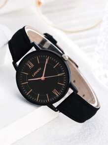 Đồng hồ thạch anh 1 mảnh tay tròn và 1 mảnh đeo tay - màu đen - Xem 2