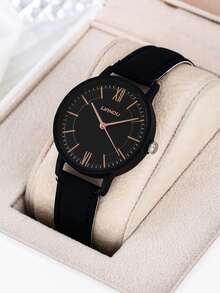 Đồng hồ thạch anh 1 mảnh tay tròn và 1 mảnh đeo tay - màu đen - Xem 3