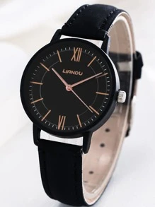 Đồng hồ thạch anh 1 mảnh tay tròn và 1 mảnh đeo tay - màu đen - Xem 4