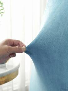 1pc Velvet Dining Room Chair Cover, Stretch Elastic Dining Chair Slipcover - Baby Blue - View 2