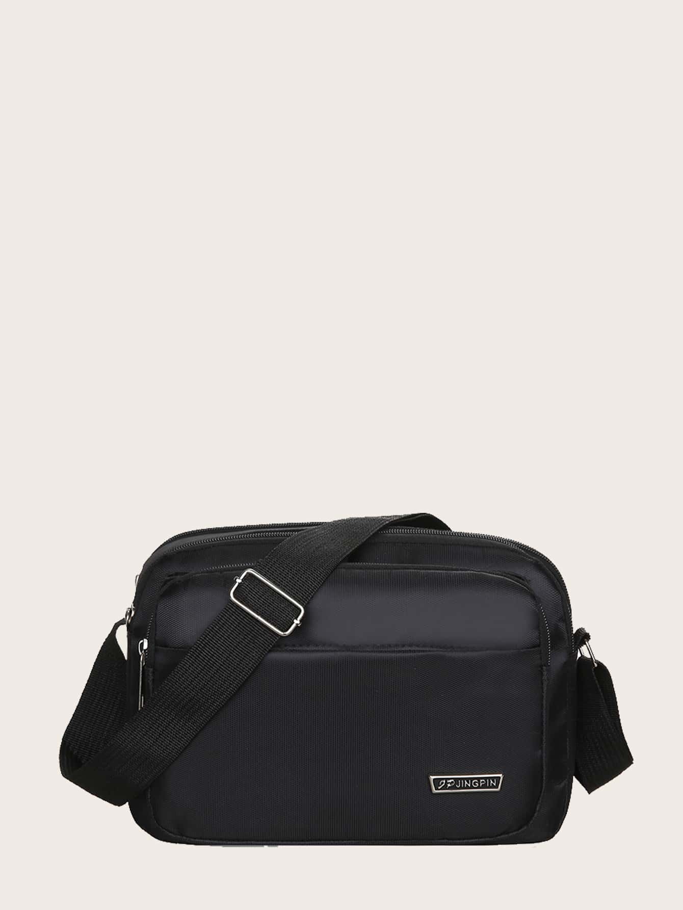 Học sinh trung học Đại học Sinh viên năm nhất túi đeo chéo đa chức năng túi đeo vai túi thông thường Túi đeo chéo nam tối giản, Túi xách Túi đi học Du lịch, Cao đẳng, Ngoài trời, Thể thao, Đi lại - màu đen - Xem 1