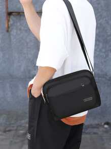 Học sinh trung học Đại học Sinh viên năm nhất túi đeo chéo đa chức năng túi đeo vai túi thông thường Túi đeo chéo nam tối giản, Túi xách Túi đi học Du lịch, Cao đẳng, Ngoài trời, Thể thao, Đi lại - màu đen - Xem 2