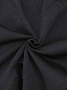 Easithlete 插肩袖寬腰帶鏤空運動套裝 - 黑色 - 查看 7