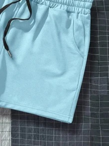 Manfinity Hypemode Men Drawstring Waist Shorts Men Beach Shorts Men Summer Shorts Blue Shorts, Back To School