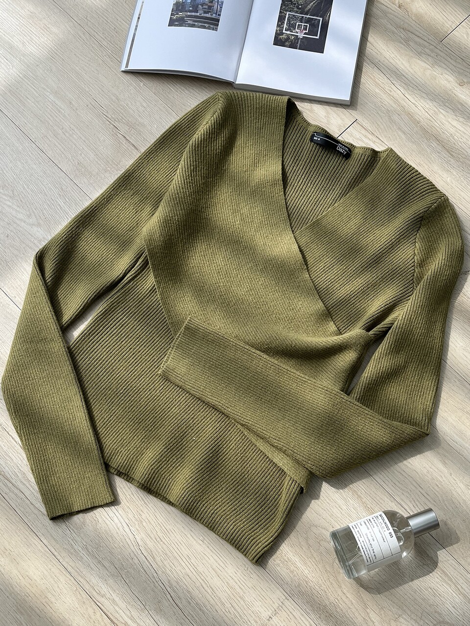 Ribbed Knit Wrap Cross Sweater,Fall Clothes